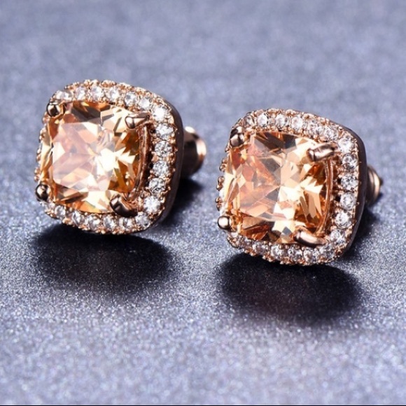 LAST Pr!1 8K Princess Cut Rose Gold & Champagne St - Picture 4 of 4